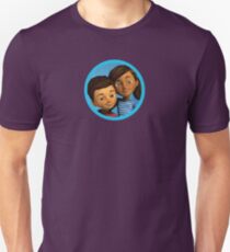 Caleb and Sophia (round blue frame) Unisex T-Shirt