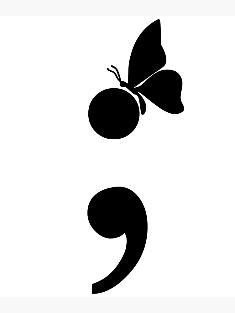 Project Semicolon Butterfly Suicide Depression Prevention Mental Health Awareness by Gusa
