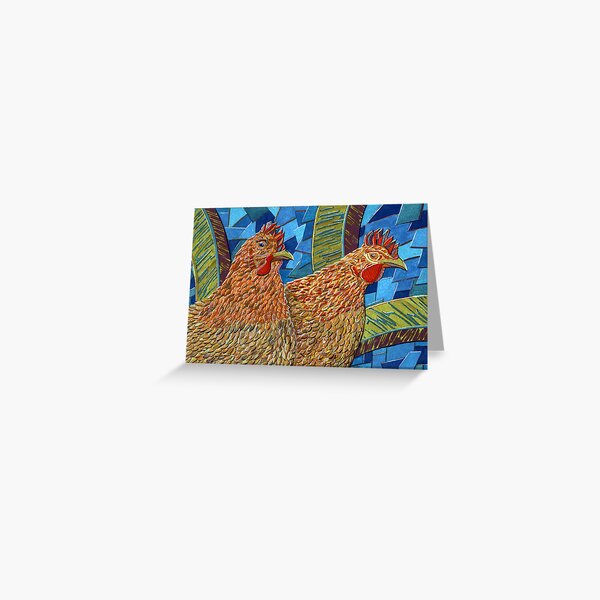 183 - TWO HENS - DAVE EDWARDS - GOUACHE - 2007 Greeting Card