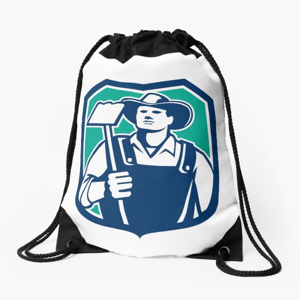 Aperçu de l'œuvre Organic Farmer Holding Grab Hoe Shield créée et vendue par patrimonio.