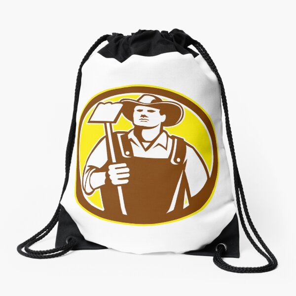 Aperçu de l'œuvre Organic Farmer Holding Grab Hoe Circle Retro créée et vendue par patrimonio.