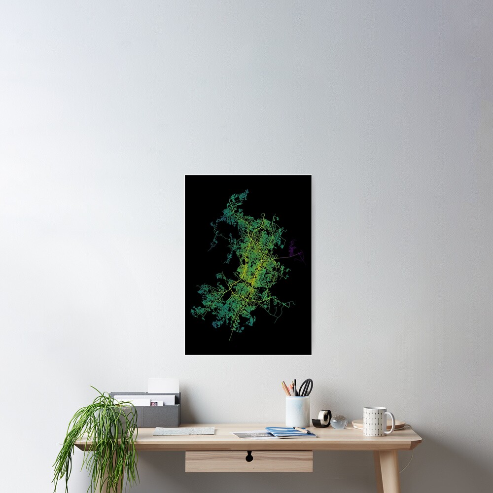 Austin, Texas, USA Colored Street Network Map Graphic Poster