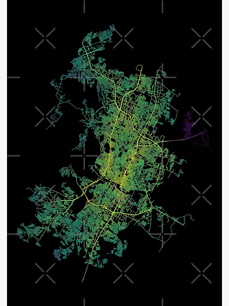 Austin, Texas, USA Colored Street Network Map Graphic by ramiro