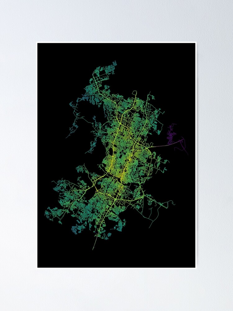 Alternate view of Austin, Texas, USA Colored Street Network Map Graphic Poster