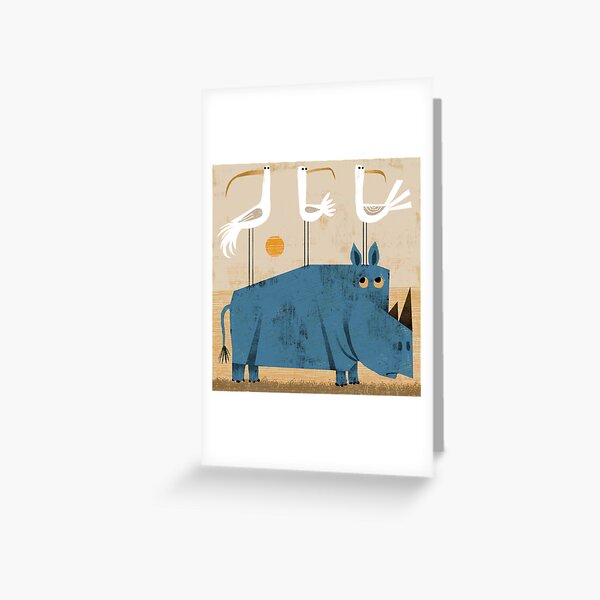 Item preview, Rhino with three birds designed and sold by gklucas.