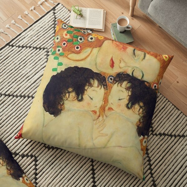 Klimt Three Ages of Woman Mother and Child Floor Pillow