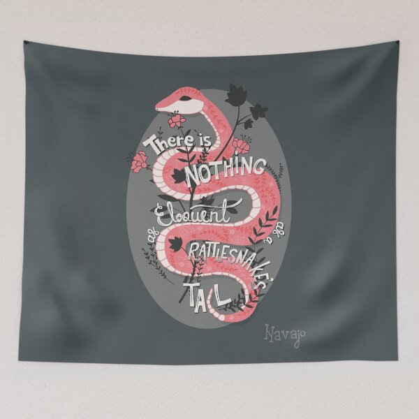 Item preview, There is nothing as eloquent as a rattlesnake's tail, inspirational quote, handlettering design with decoration, native american proverb, vector illustration designed and sold by BlueLela.
