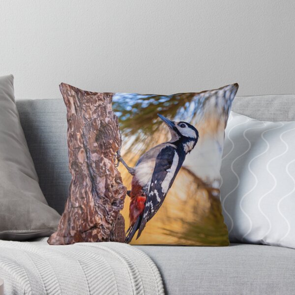 Item preview, Great Spotted Woodpecker looking for insects designed and sold by OwlOccasions.