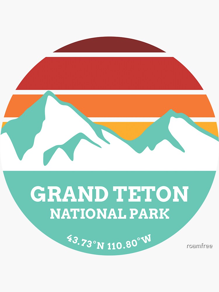 10% of the profits from the purchase of this sticker will go to grand teton national park. "Grand Teton National Park Retro Mountain Sticker" Sticker by roamfree