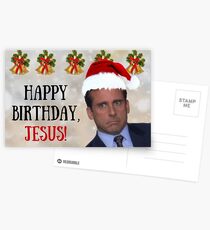 Happy Birthday, Jesus! Michael Scott, The Office tv show Christmas card, meme greeting cards Postcards