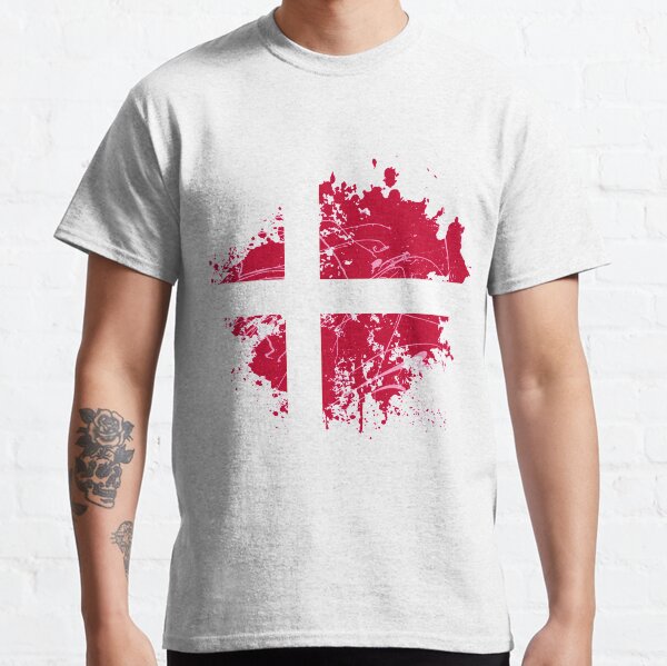 Denmark Pint Glass Flag Danmark Team Colors Danish DNK Men's V-Neck Ringer Tee 