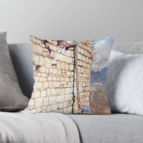 Rapunzel - Grimm Brothers - Arthur Rackham Throw Pillow