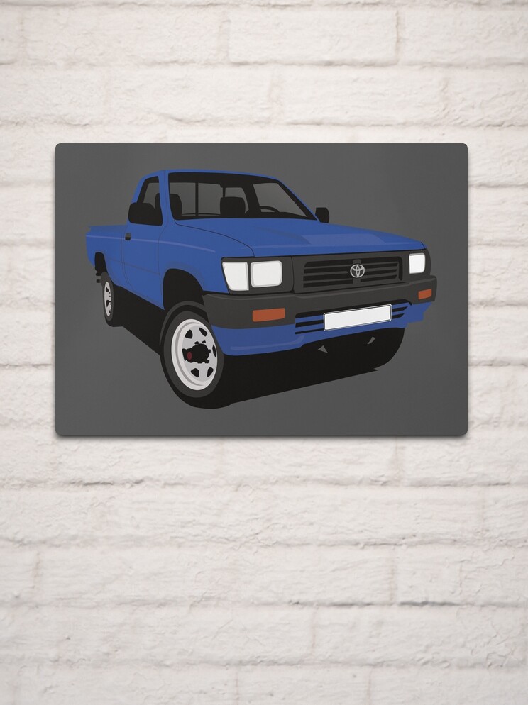 Lámina metálica for Sale con la obra «Ilustración de camioneta pickup  Toyota Hilux azul» de knappidesign