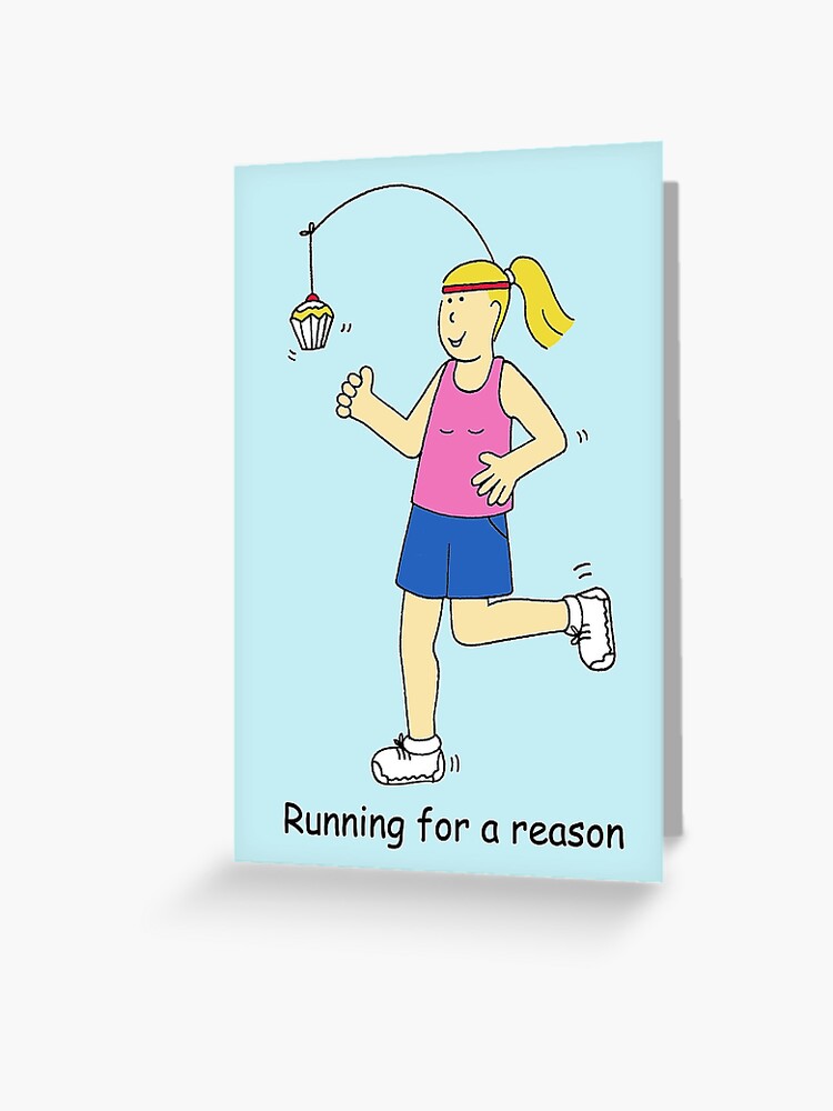 Tarjetas de felicitación «Corriendo por la torta como dibujos animados de  motivación» de KateTaylor | Redbubble