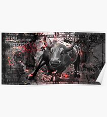 Póster Wall Street Charging Bull 100 dólares en efectivo