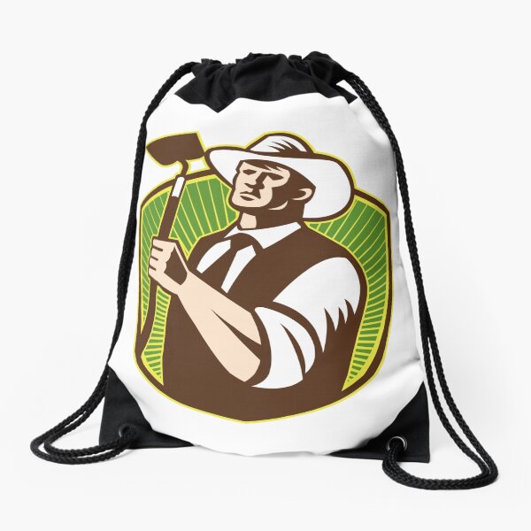 Aperçu de l'œuvre Organic Farmer Holding Grab Hoe Shield créée et vendue par patrimonio.