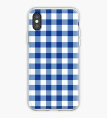 GINGHAM WHITE AND BLUE iPhone Case