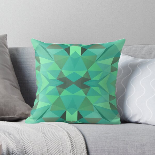 Turquoise Polygonal Pattern Throw Pillow