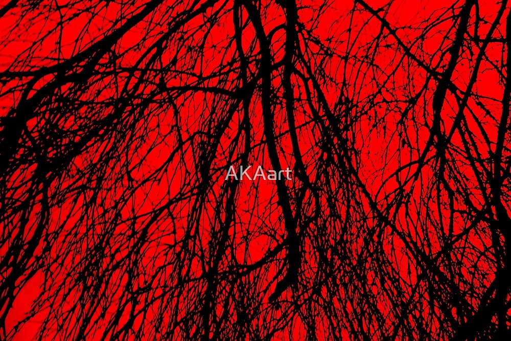 "Red and black tree branches" by AKAart Redbubble