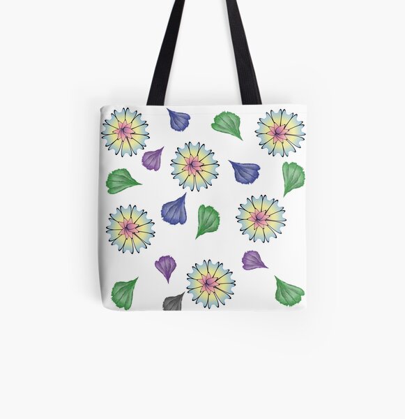 Flowers, flower, pattern, background, leaf, leaves, nature, forest, woodland, garden, floral All Over Print Tote Bag