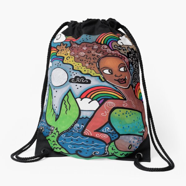 Mermaid of Color Drawstring Bag