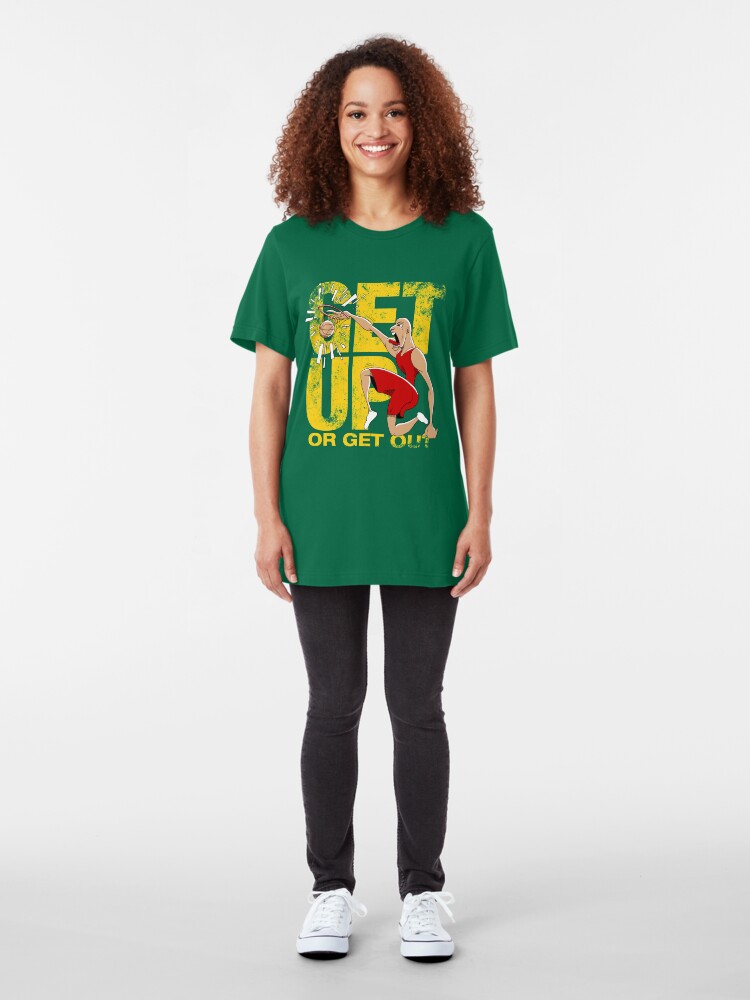Alternate view of Basketball Motivational Sports T-Shirt Get Up Or Get Out Slim Fit T-Shirt