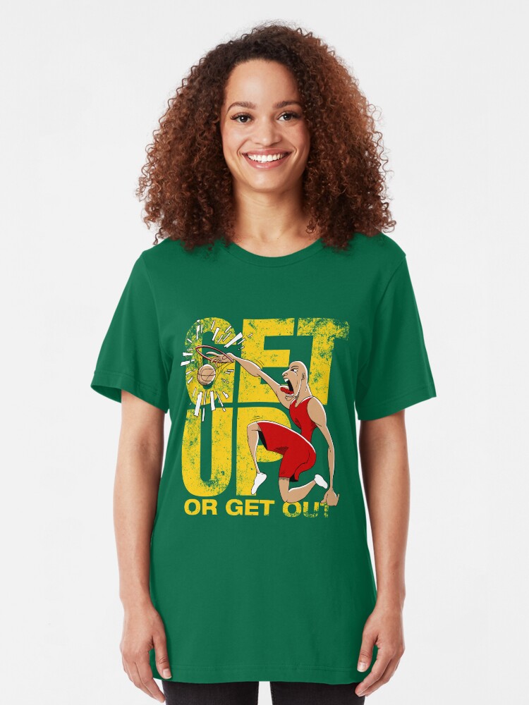 Alternate view of Basketball Motivational Sports T-Shirt Get Up Or Get Out Slim Fit T-Shirt