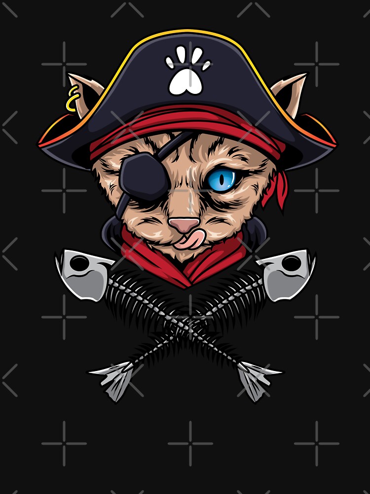 "Cat Pirate Jolly Roger Flag Skull and Crossbones Tshirt" Tank Top by
