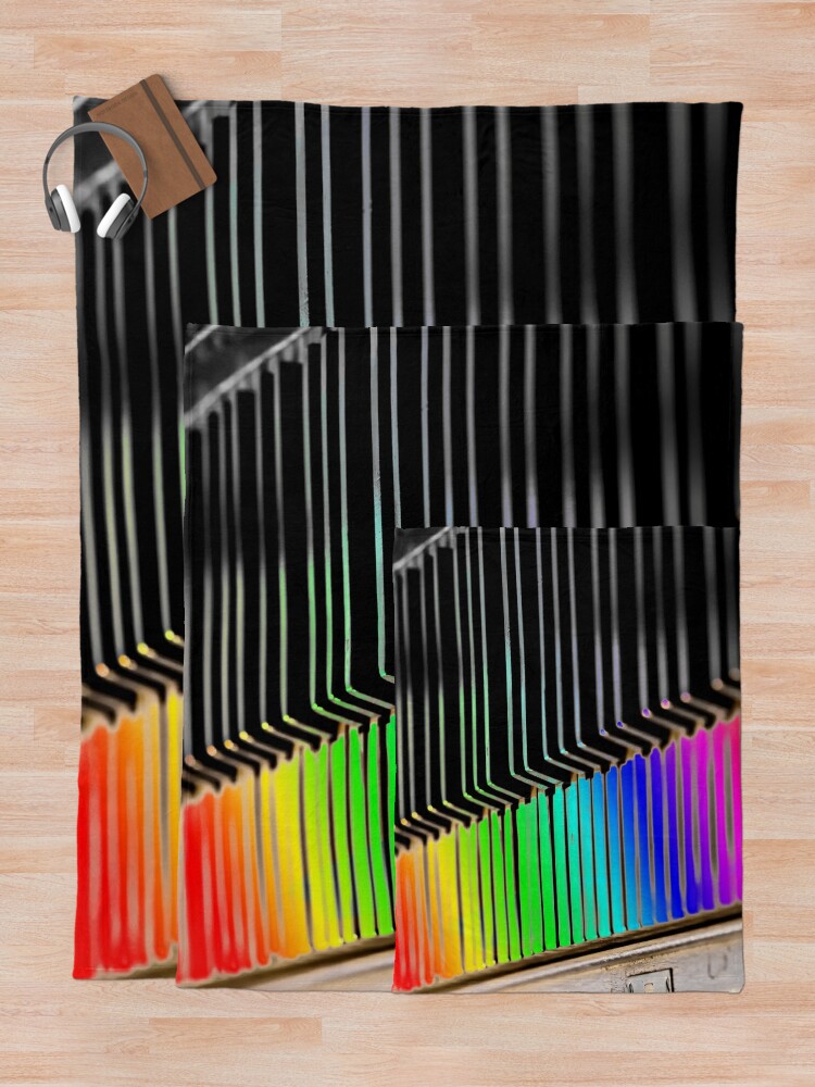 Throw Blanket, Rainbow Piano Keys designed and sold by Warren Paul Harris
