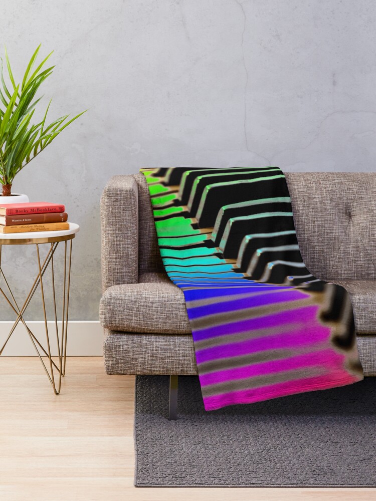 Thumbnail 2 of 6, Throw Blanket, Rainbow Piano Keys designed and sold by Warren Paul Harris.