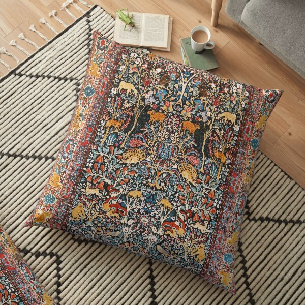 Antique Persian Carpet Print Floor Pillow