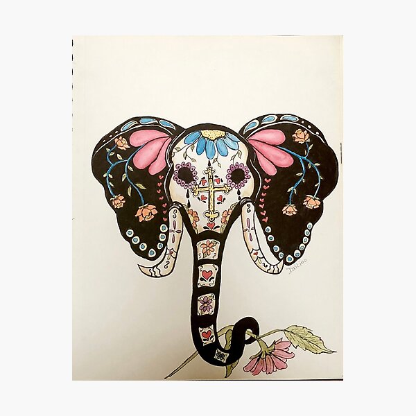 My elephant sugar skull! | Elephant tattoos, Girly skull tattoos, Elephant  tattoo design