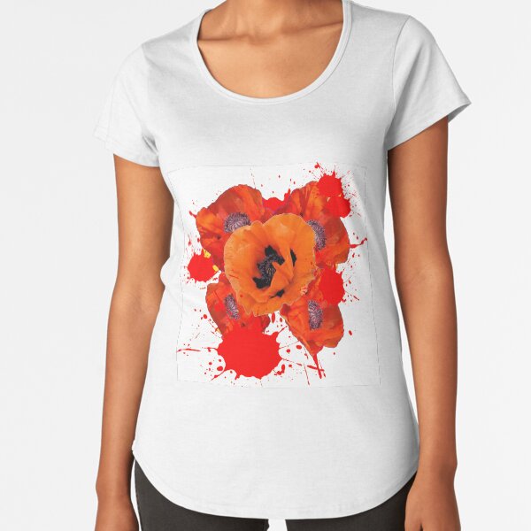 ORANGE POPPIES WATERCOLOR SPLATTER Premium Scoop T-Shirt