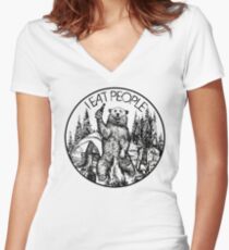Camping I Eat People Women's Fitted V-Neck T-Shirt