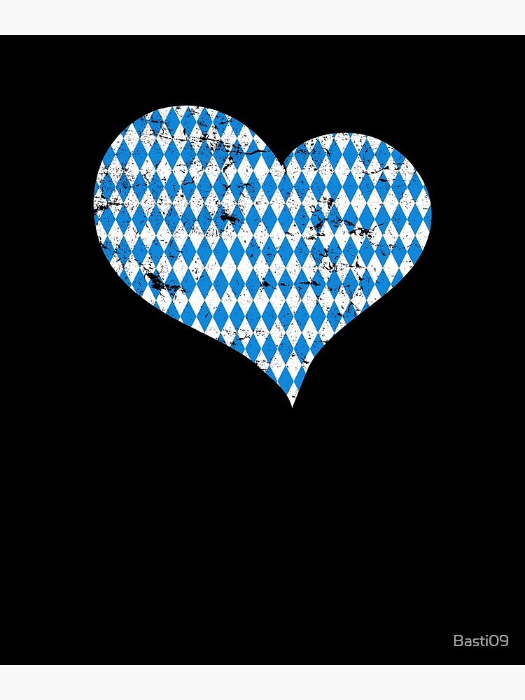 Oktoberfest Heart Blue White Bavarian Flag Bavaria Wiesn Germany