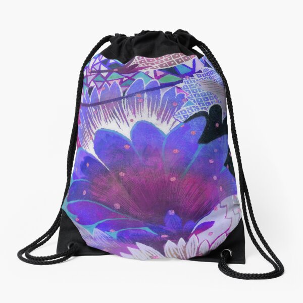 Blue flowers Drawstring Bag