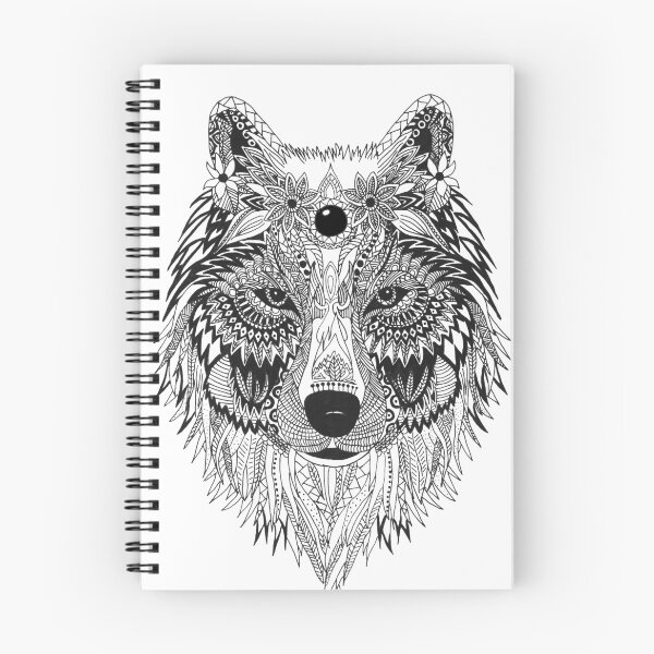 Item preview, hand drawn zentangled wolf ink sketch designed and sold by Born-to-design.