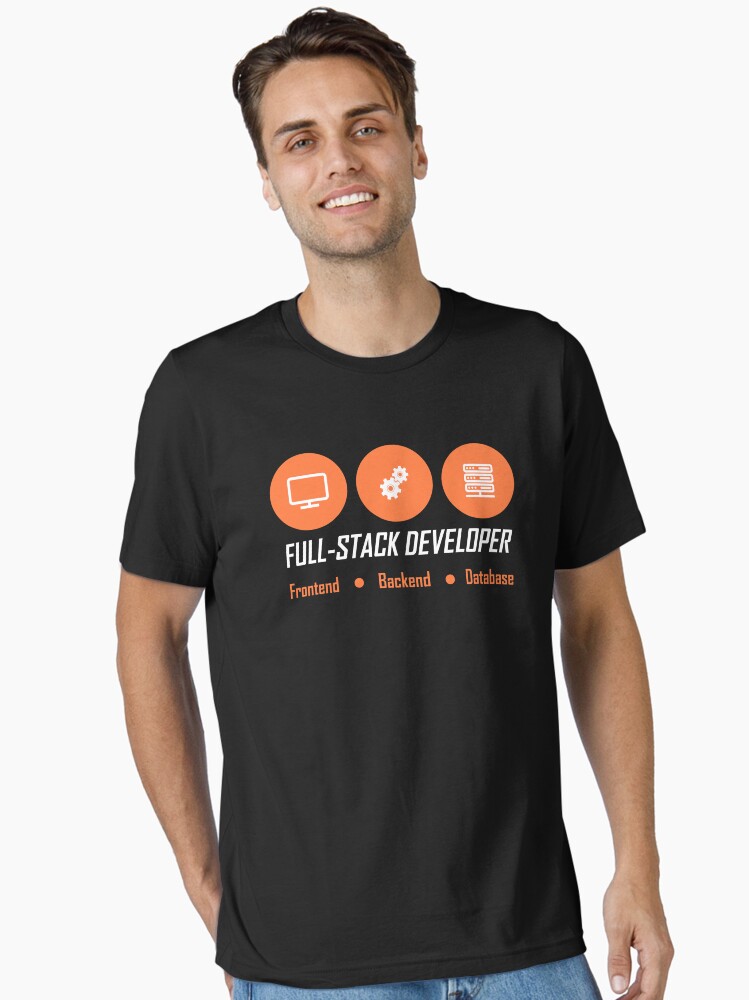 Thumbnail 1 of 7, Essential T-Shirt, fullstack developer full-stack developer designed and sold by yourgeekside.