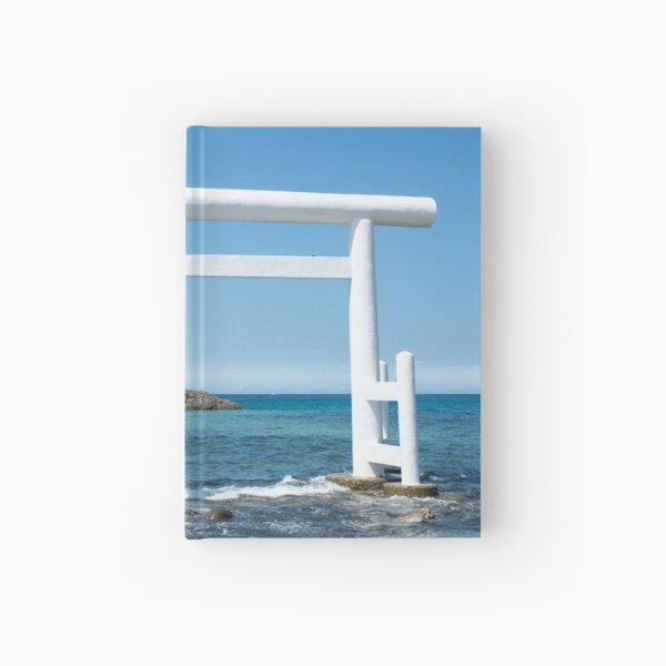 the wedded rocks and white Torii at Futamigaura beach Hardcover Journal