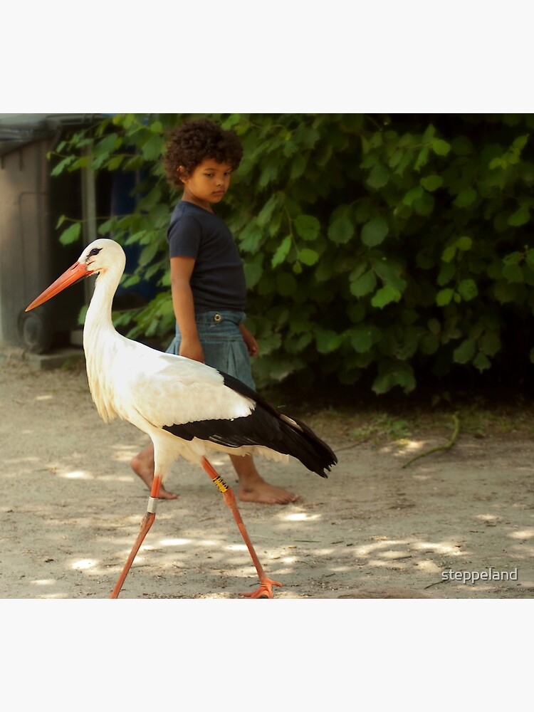 Thumbnail 3 of 3, Photographic Print, Girl and stork designed and sold by steppeland.