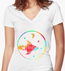Colorful Rocket Art Design Gift Idea Women's Fitted V-Neck T-Shirt