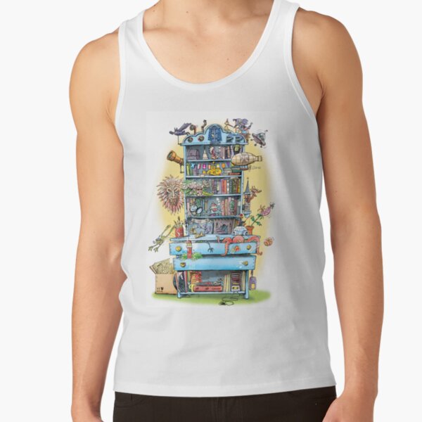 shelf with adventure books and toys Tank Top