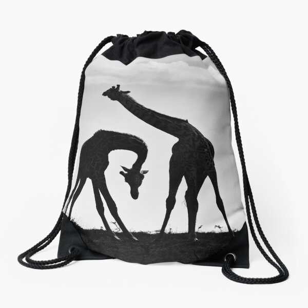 Necking Giraffes Drawstring Bag
