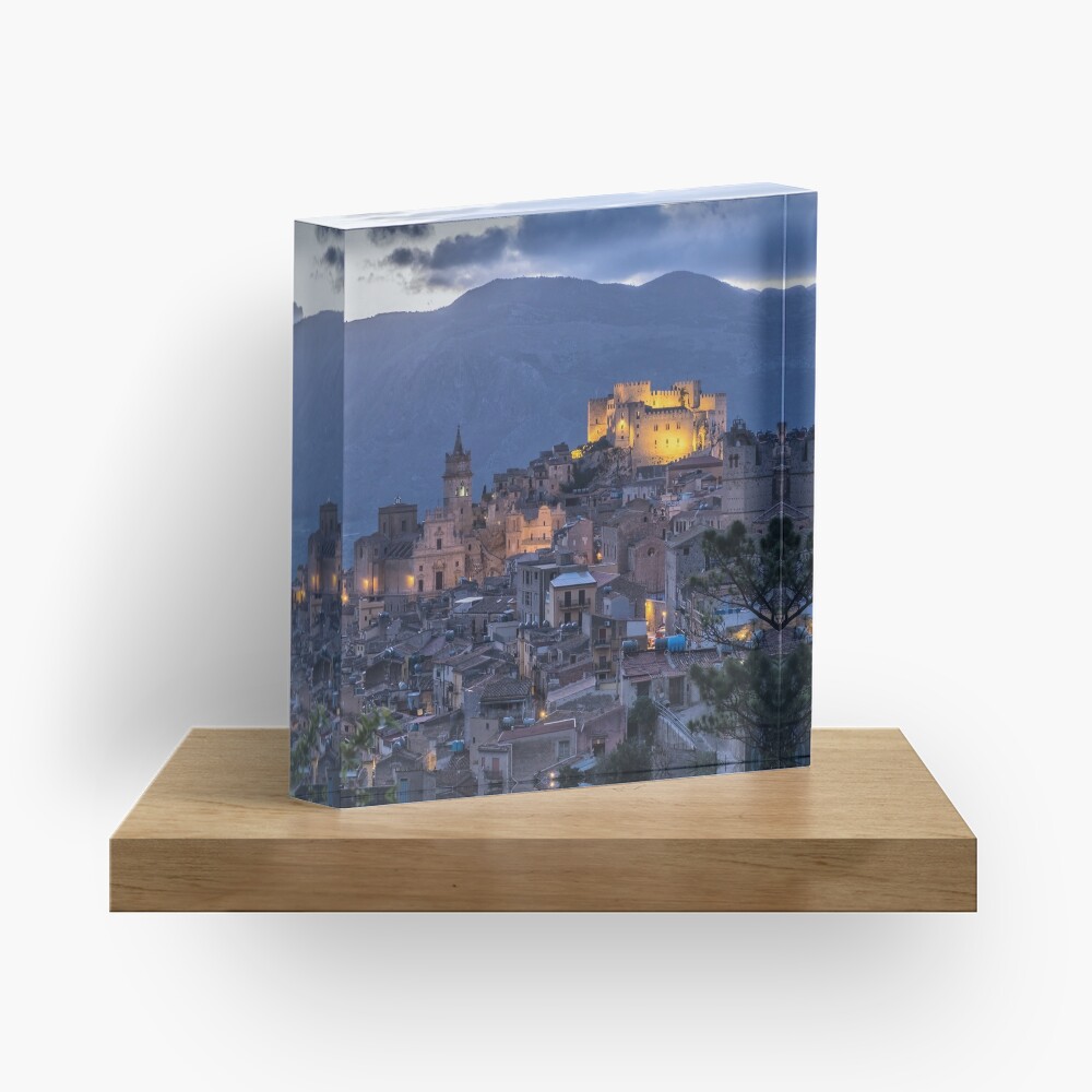 Evening in Caccamo, Sicily Acrylic Block