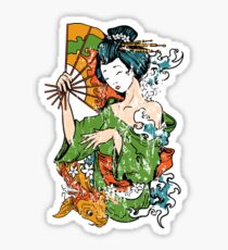 Japanese Geisha and Koi Fish Sticker