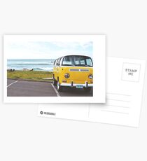 Yellow combi van Postcards