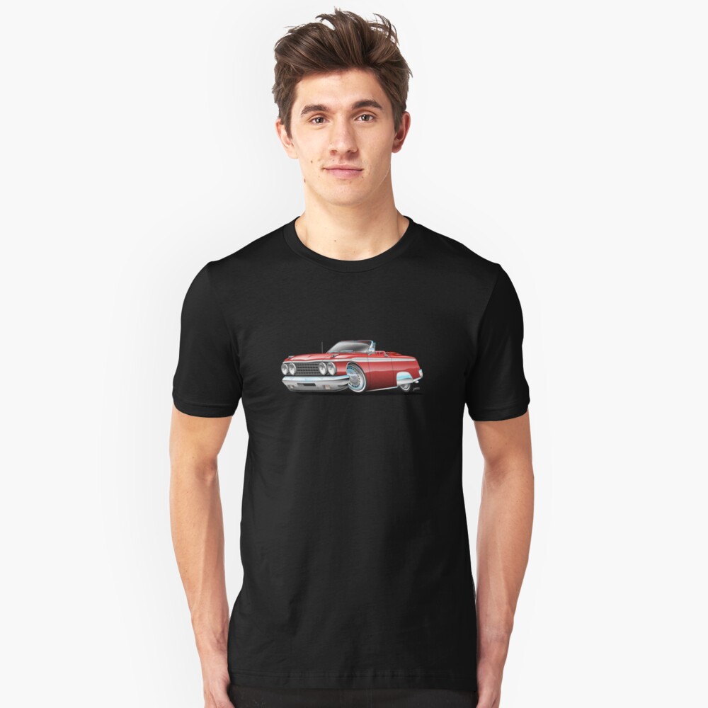 Classic Sixties American Convertible Muscle Car Cartoon Slim Fit T-Shirt