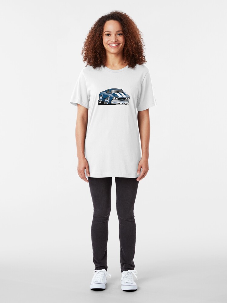 Alternate view of 69 Muscle Car Cartoon Slim Fit T-Shirt