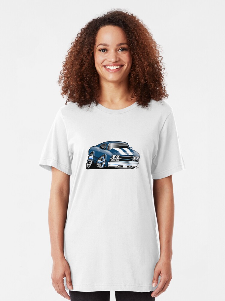 Alternate view of 69 Muscle Car Cartoon Slim Fit T-Shirt