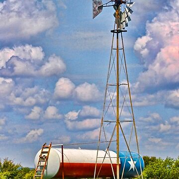 Artwork thumbnail, Purely Texas - Windmill and Texas Flag by WarrenPHarris
